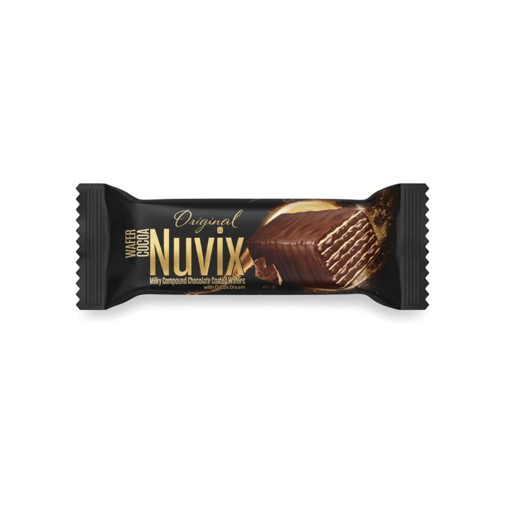 Oblea con relleno de cacao y cobertura de chocolate Nuvix Hazal (35 g / 1.23 oz) - Imagen 1
