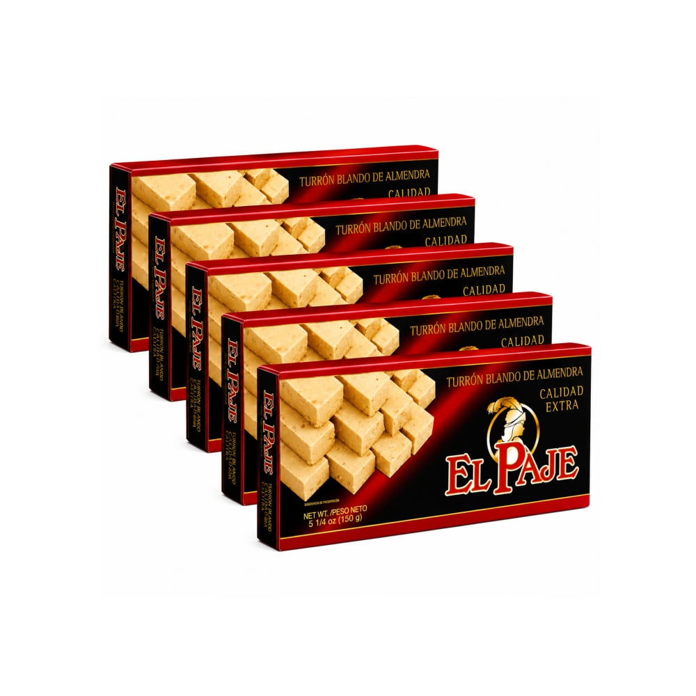 Turrón blando de almendra de calidad extra El Paje (5 x 150 g / 5.29 oz) - Imagen 1