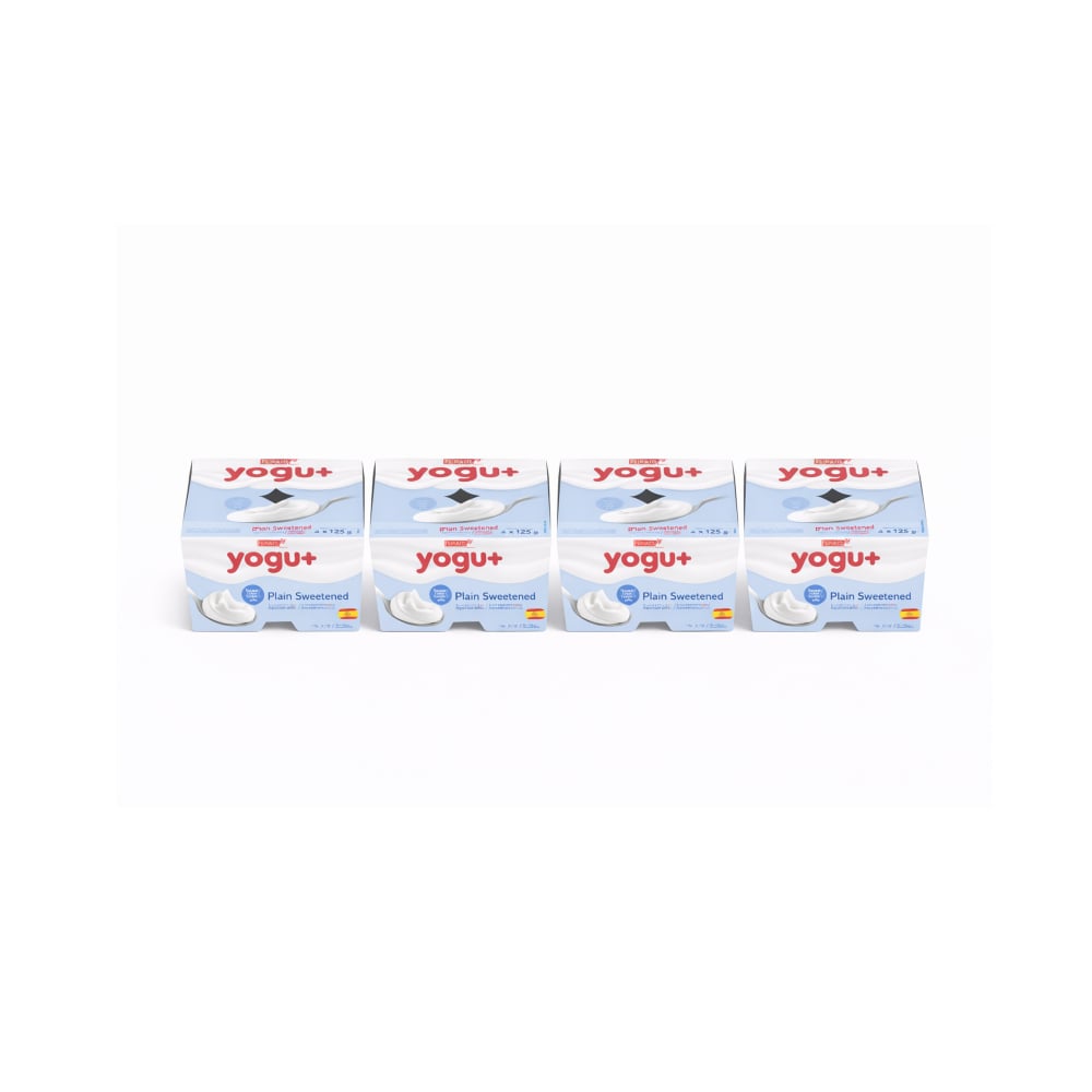 Yogurt pasteurizado sabor natural azucarado Yogu+ Feiraco (16 x 125 g / 4.41 oz) - Imagen 1