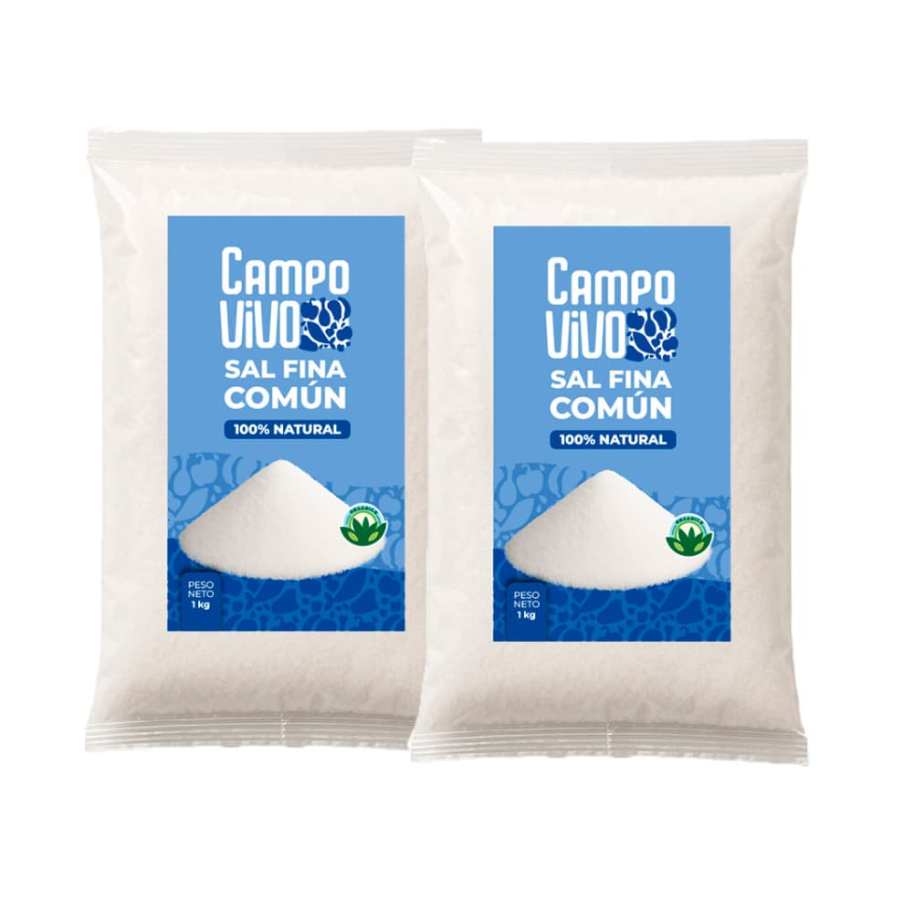 Sal fina común Campo Vivo (2 x 1 kg / 2.2 lb) - Imagen 1