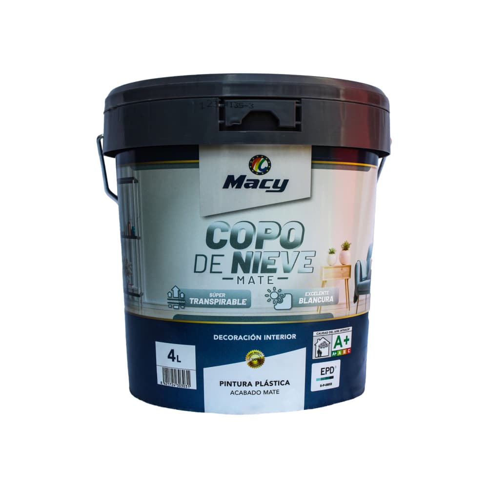Pintura plástica interior color copo de nieve mate Macy (4 L) - Imagen 1