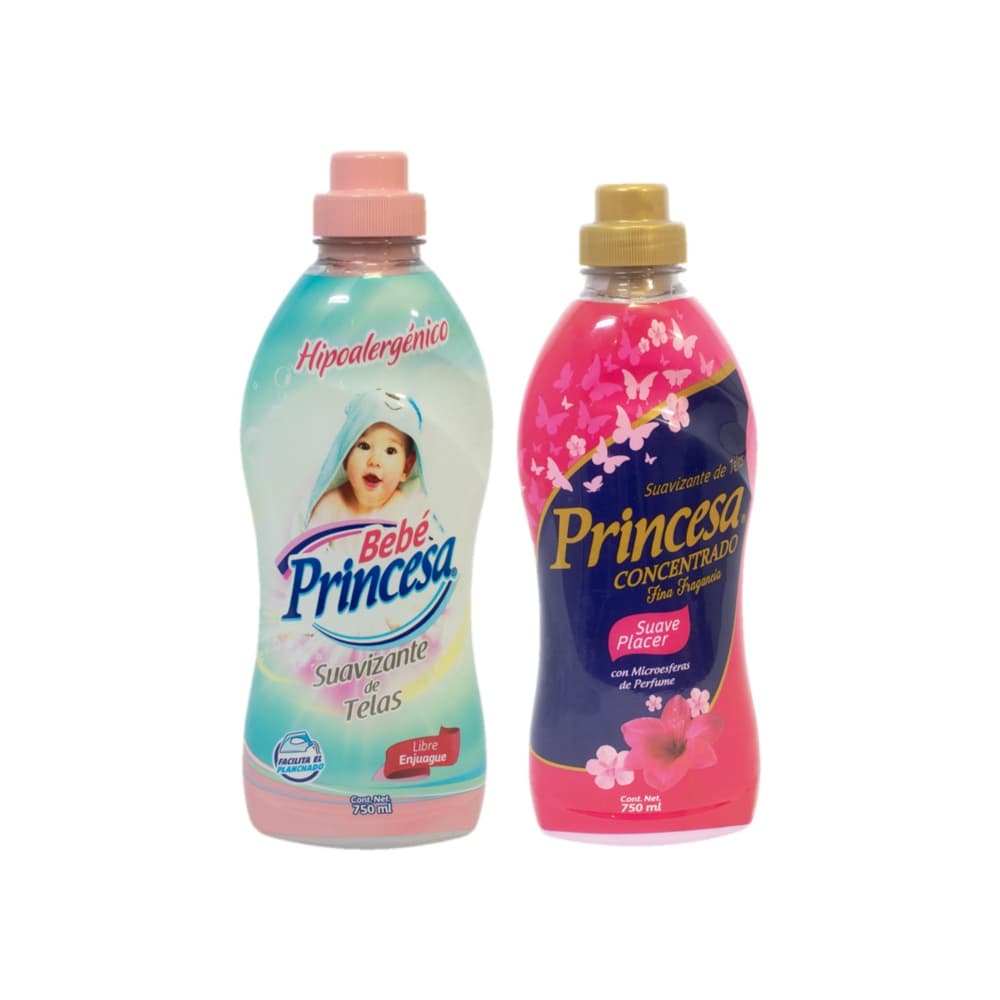 Suavizante de telas suave placer Princesa (750 ml) + Suavizante de telas bebé Princesa (750 ml) - Imagen 1