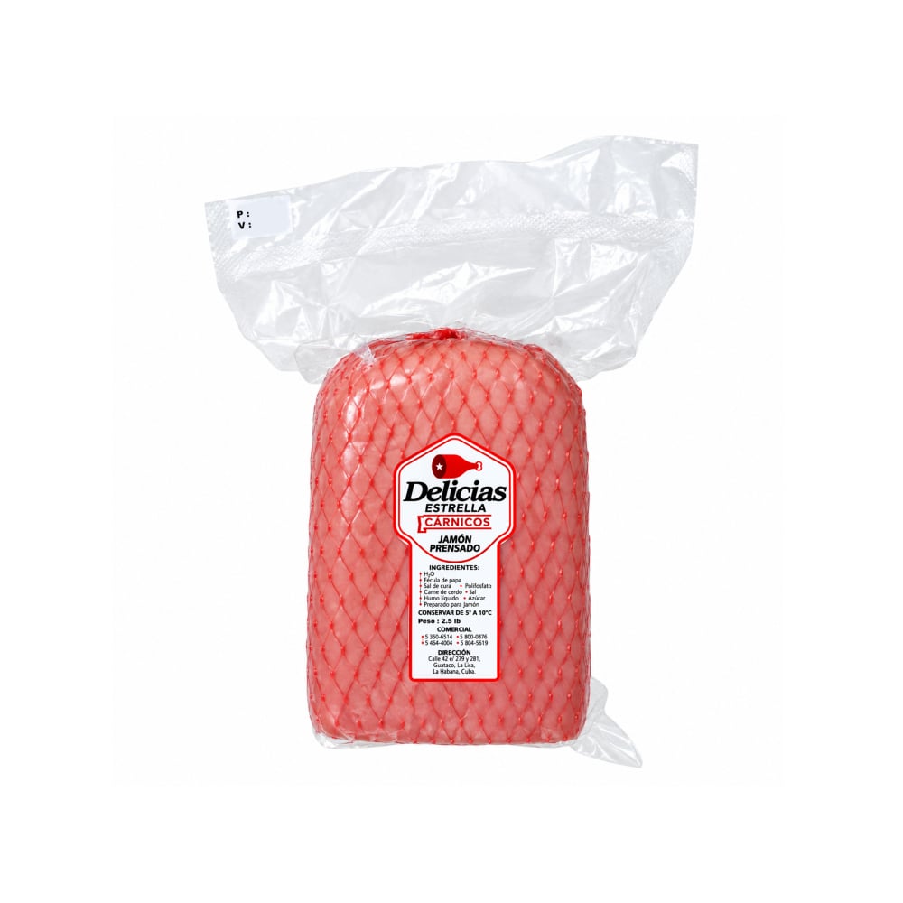 Jamón prensado malla roja Delicias Estrella (1.13 kg / 2.5 lb) - Imagen 1
