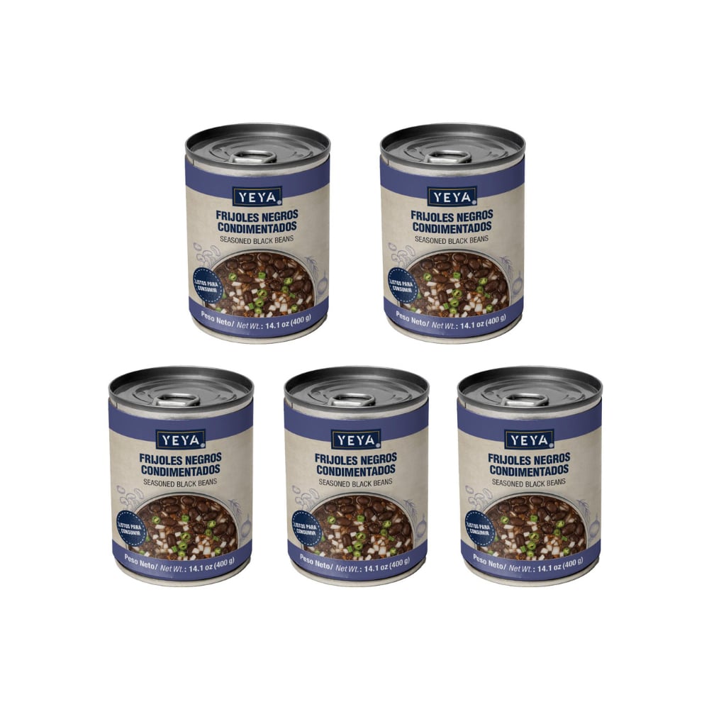 Frijoles negros condimentados YEYA (5 x 400 g / 14.1 oz) - Imagen 1
