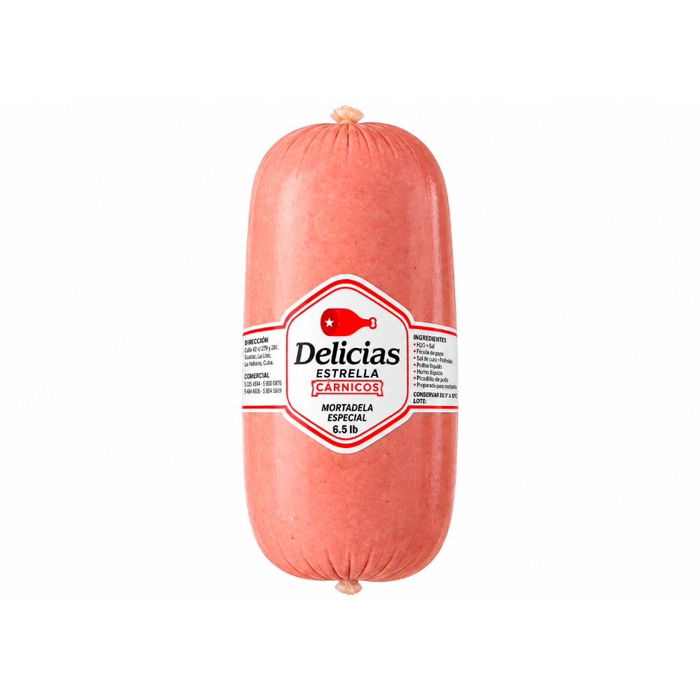 Mortadela especial Delicias Estrella (2.94 kg / 6.5 lb) - Imagen 1