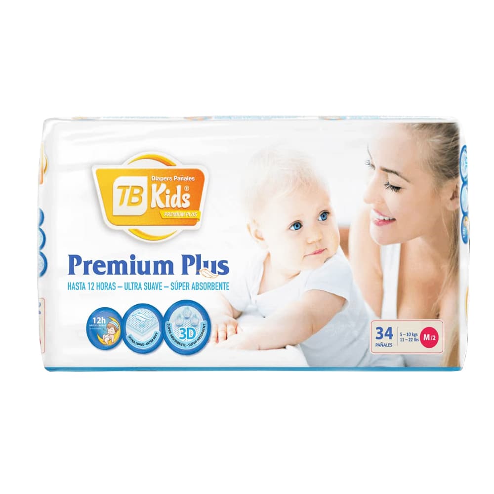 Pañales desechables M/2 TB Kids Premium Plus (34 U) - Imagen 1