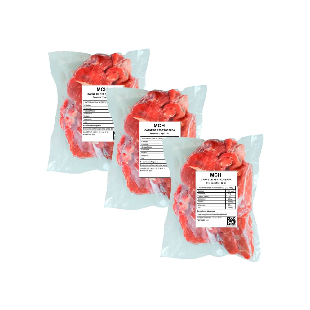 Carne de res troceada MCH (3 x 1 kg / 2.2 lb) - Imagen 1
