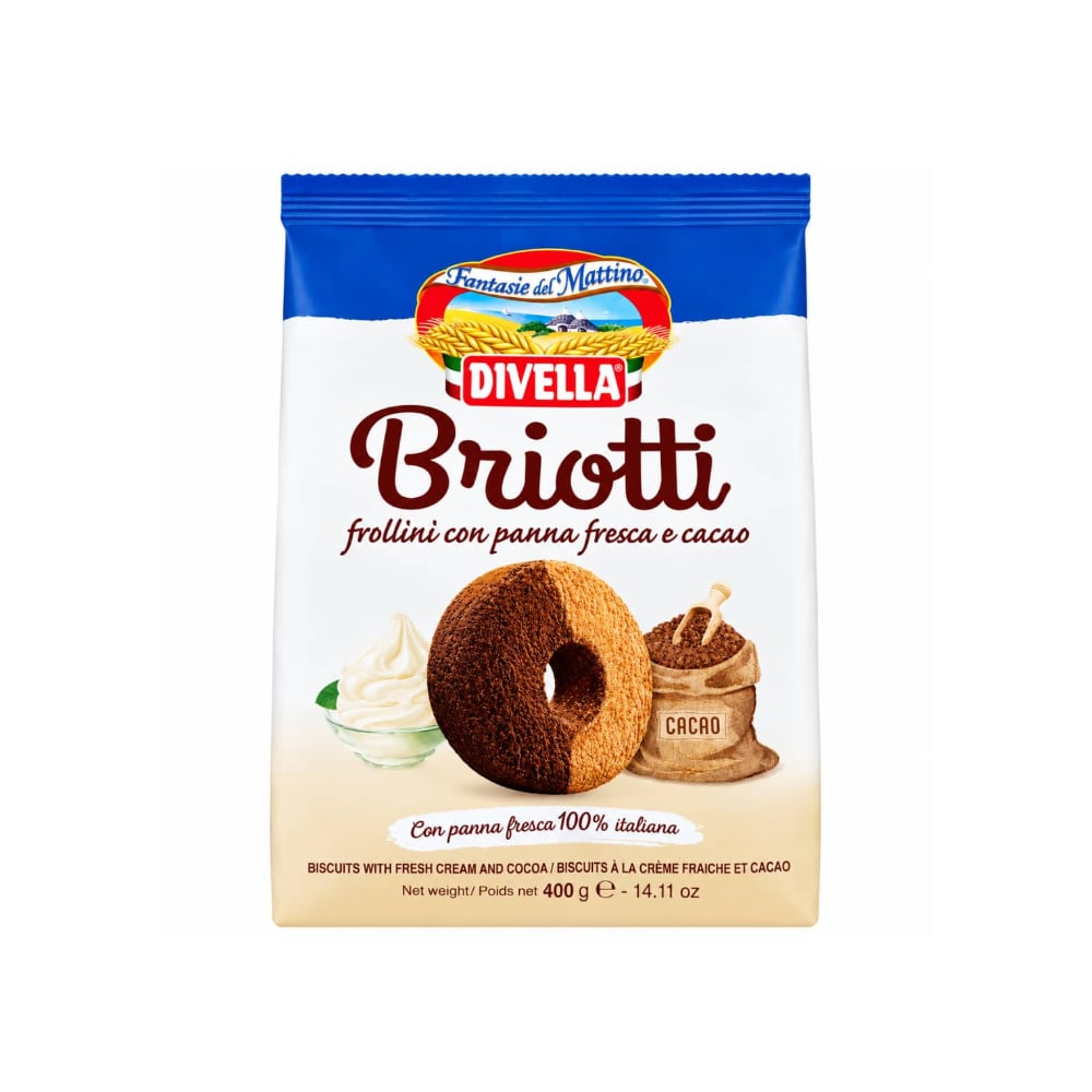 Galletas con nata y cacao Divella Briotti (400 g / 14.11 oz) - Imagen 1