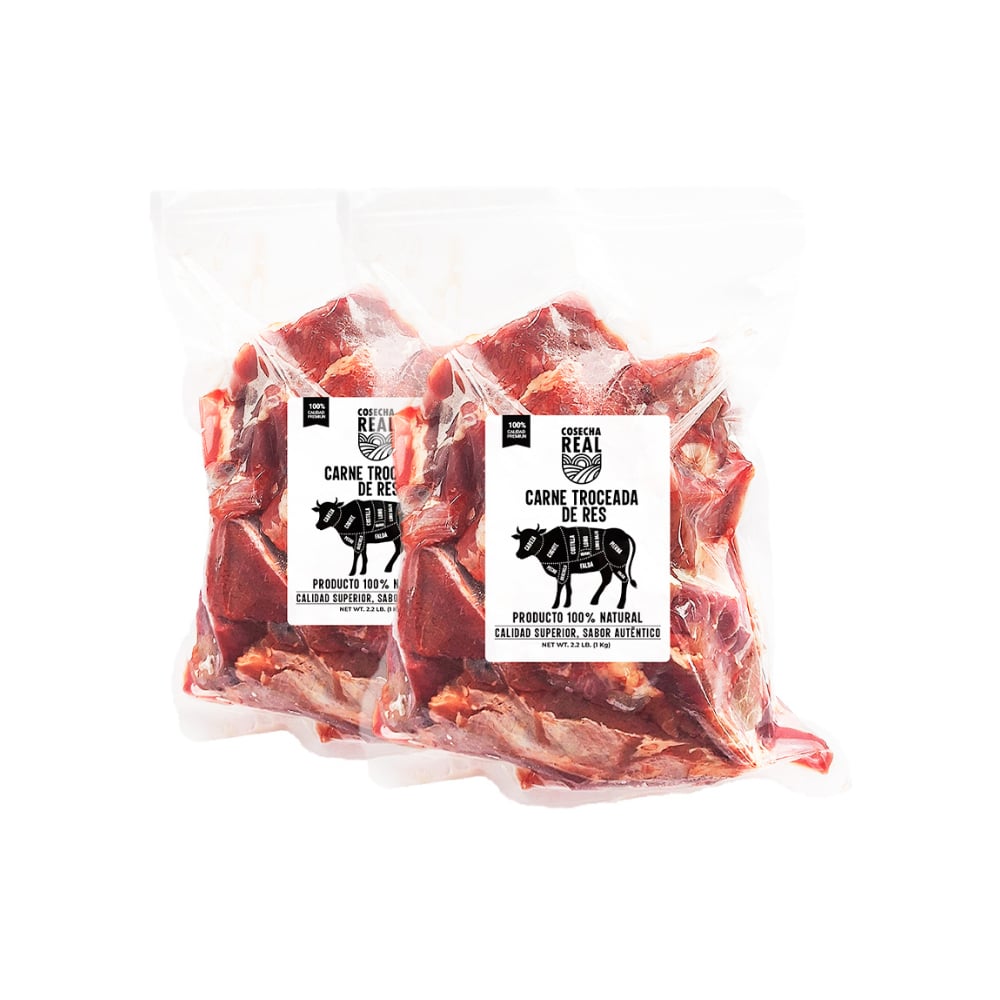 Carne troceada de res Cosecha Real (2 x 1 kg / 2.2 lb) - Imagen 1