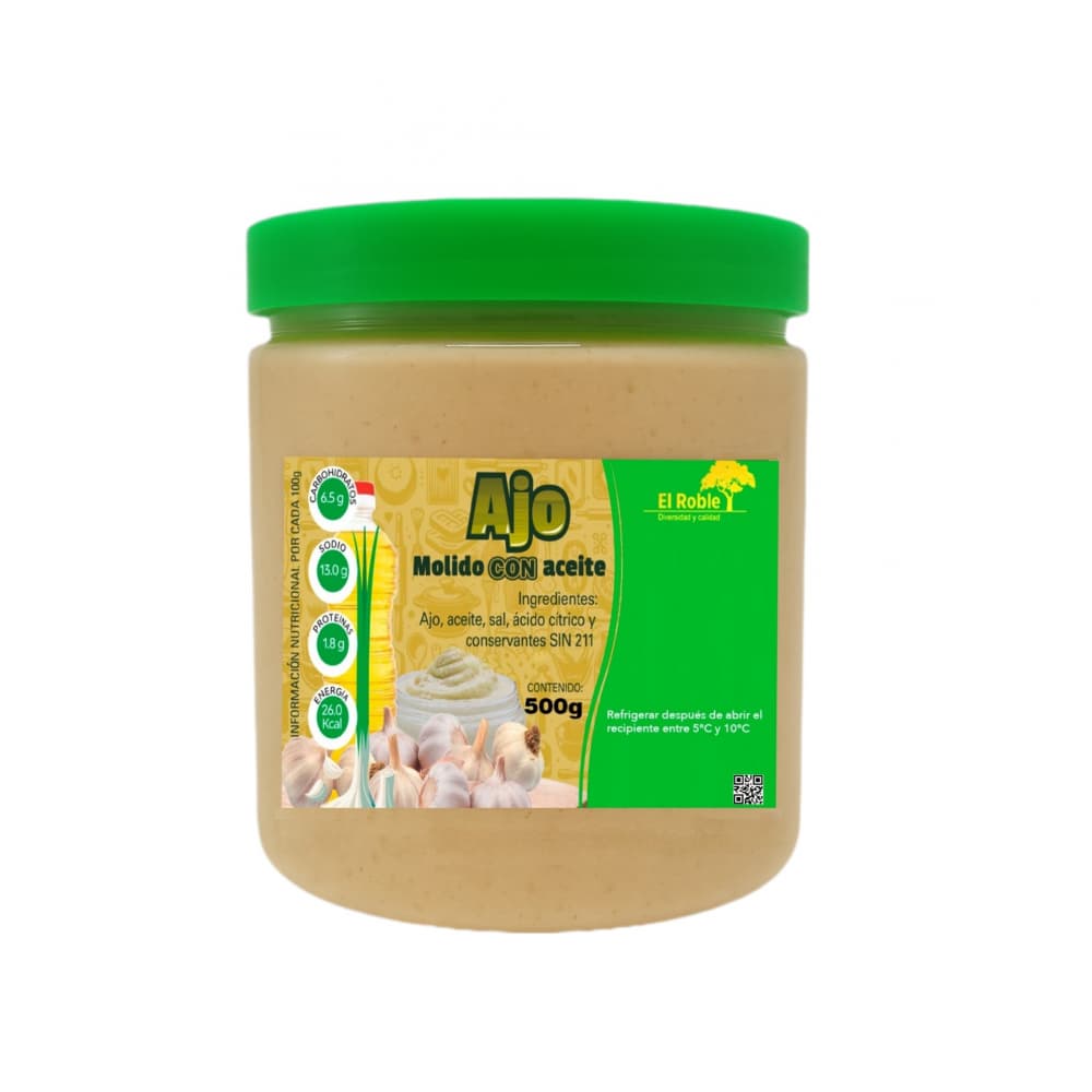 Ajo molido en aceite El Roble (500 g / 1.10 lb) - Imagen 1