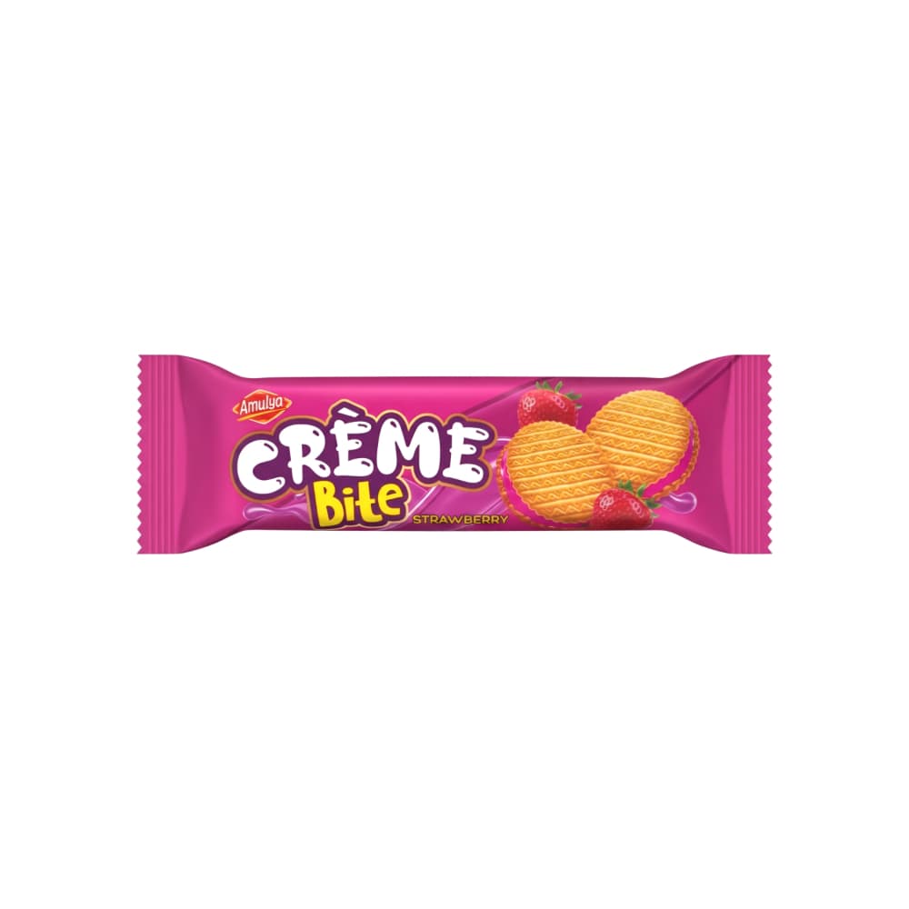 Galletas con crema sabor fresa Crème Bite Amulya (34 g / 1.2 oz) - Imagen 1