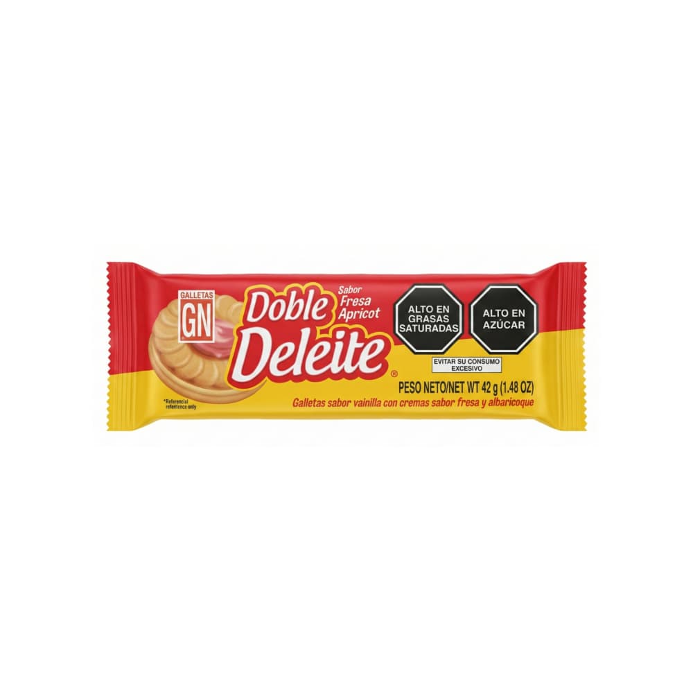 Galletas sabor vainilla con crema sabor fresa Doble Deleite GN (42 g / 1.48 oz) - Imagen 1