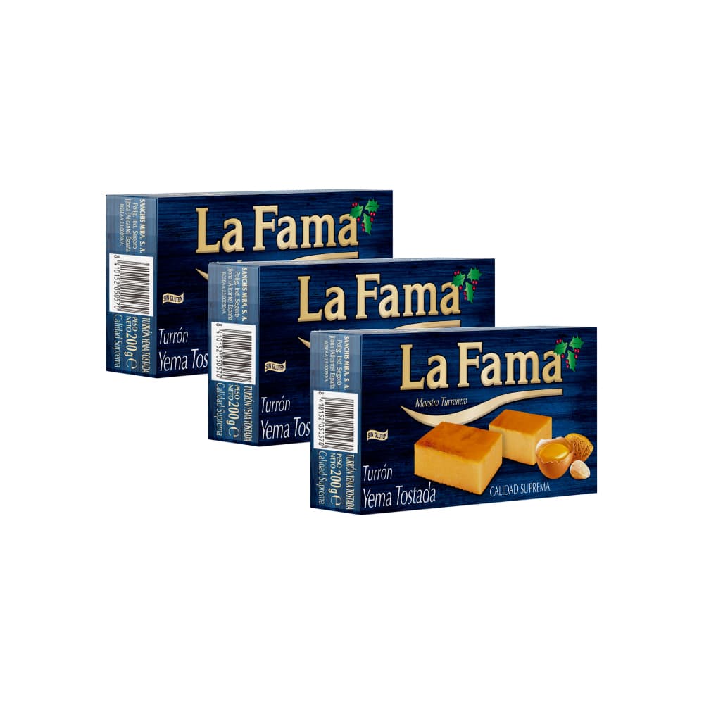 Turrón de Yema tostada La Fama (3 x 200 g / 5.3 oz) - Imagen 1