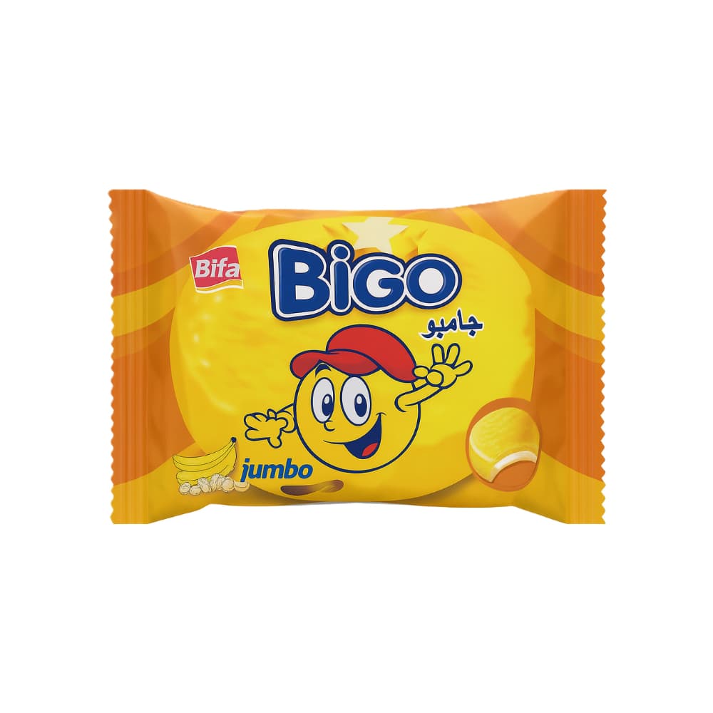 Galleta sándwich cubierta de banana con malvavisco Bigo Bifa (48 g / 1.69 oz) - Imagen 1