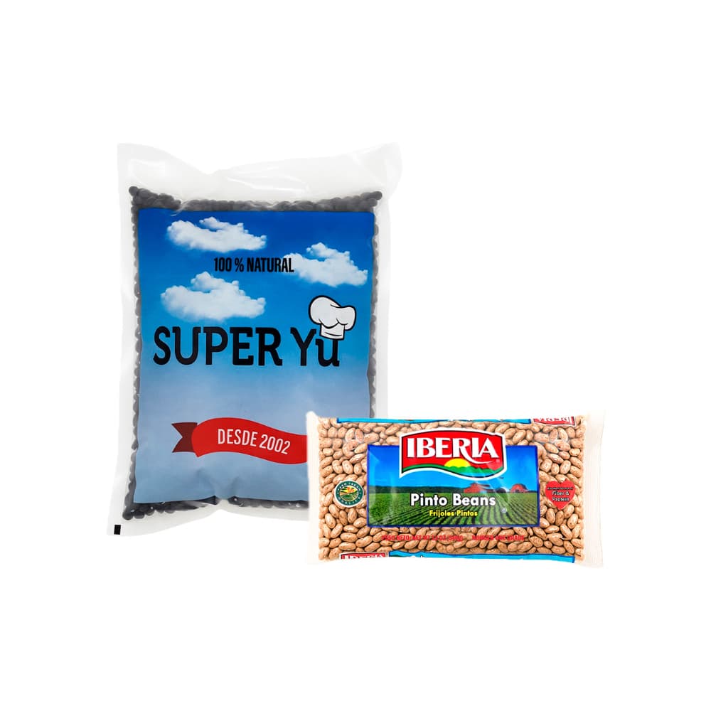 Combo de Frijoles negros Super Yu (1 kg / 2.2 lb) + Frijoles Pintos Iberia (340 g / 12 g) - Imagen 1