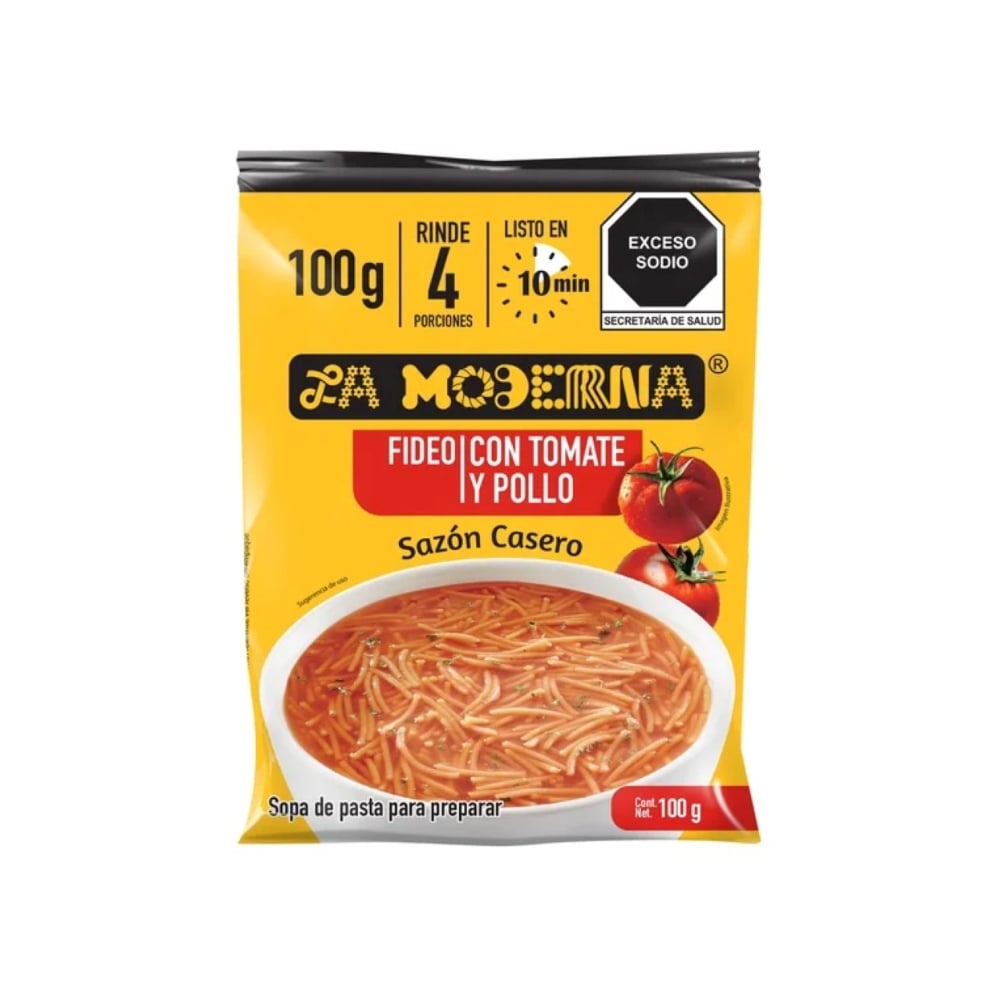 Sopa de fideos con tomate y pollo La Moderna (100 g / 3.52 oz) - Imagen 1