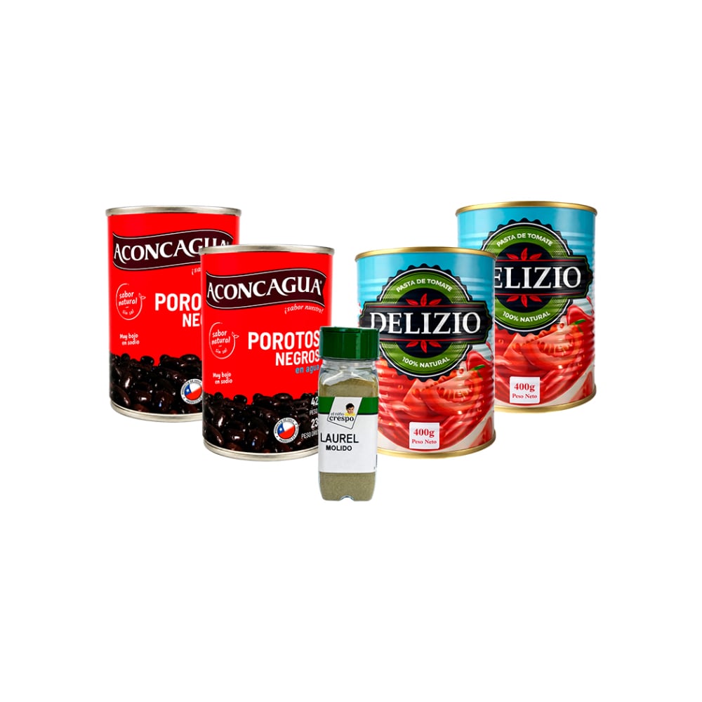 Combo: Porotos negros en agua + Pasta de Tomate + Laurel molido - Imagen 1