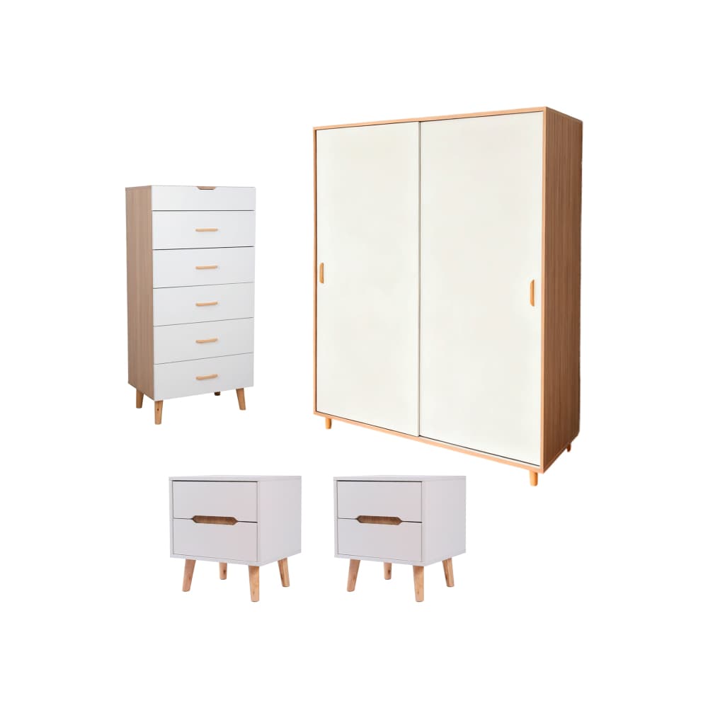Juego de cuarto #2 Sail: armario + gavetero alto + 2 mesitas de noche - Imagen 1