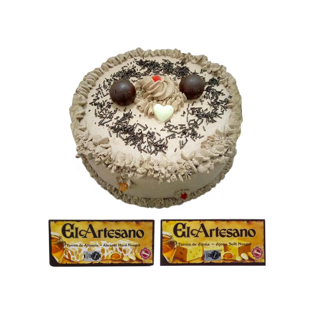 Cake chocolate de nata y turrones (12 comensales) - Imagen 1