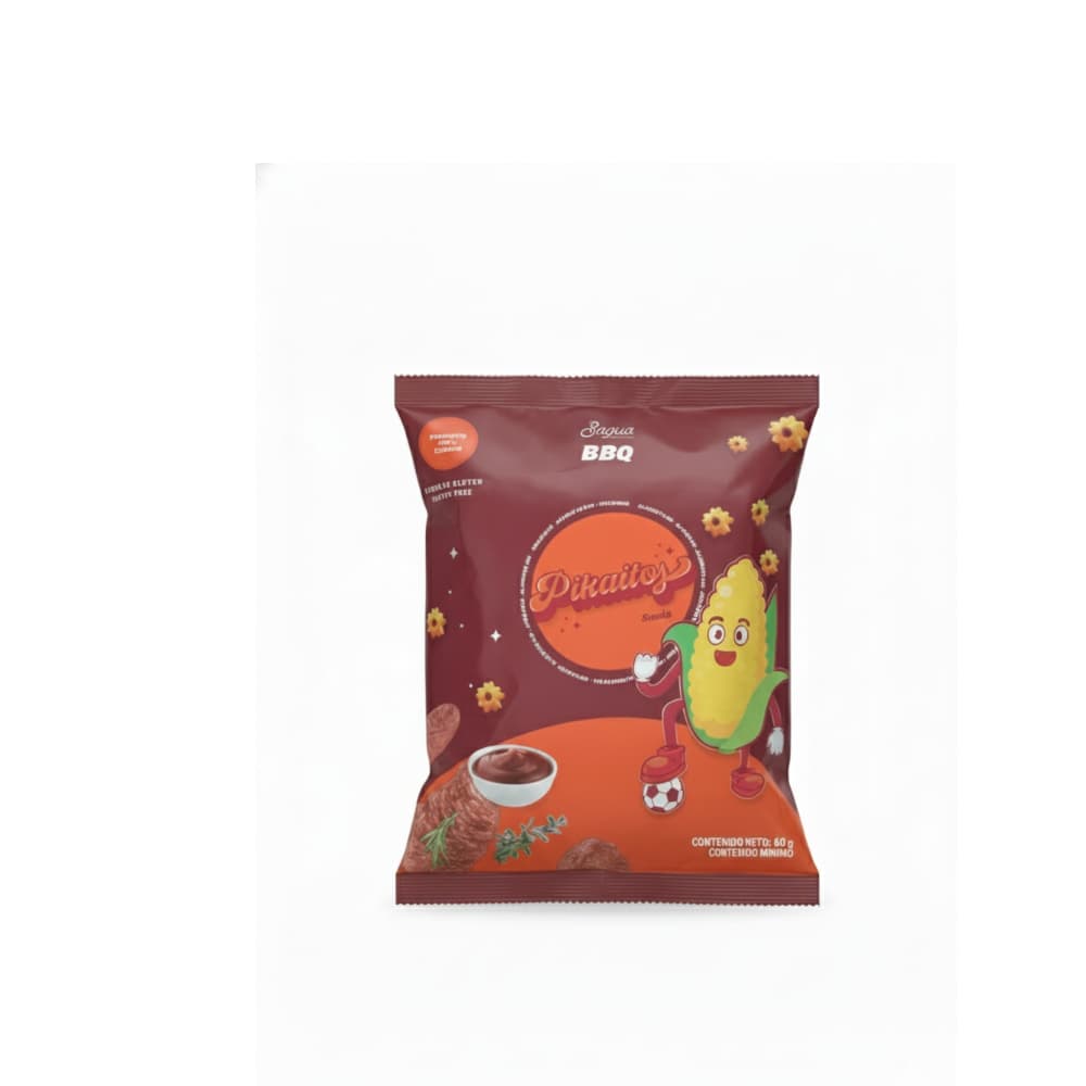 Snacks sabor bbq Pikaitos (60 g / 2.12 oz) - Imagen 1