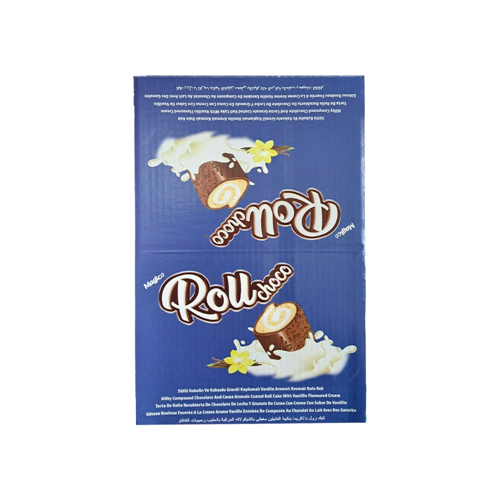 Rollo de pastel de crema y cacao con sabor a vainilla, recubierto de gránulos de chocolate con leche Rollchoco (960 g / 2.11 lb) - Imagen 1