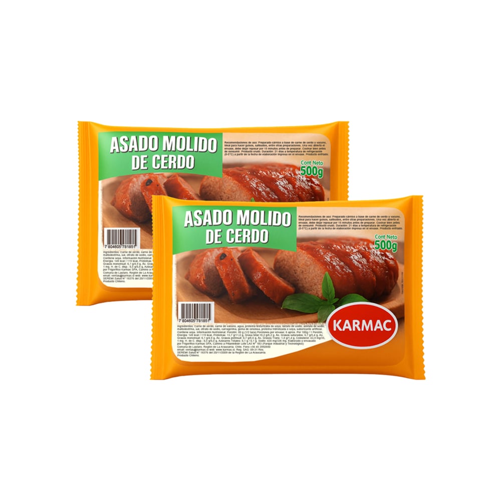 Asado molido de cerdo Karmac ( 2 x 500 g / 1.10 lb) - Imagen 1