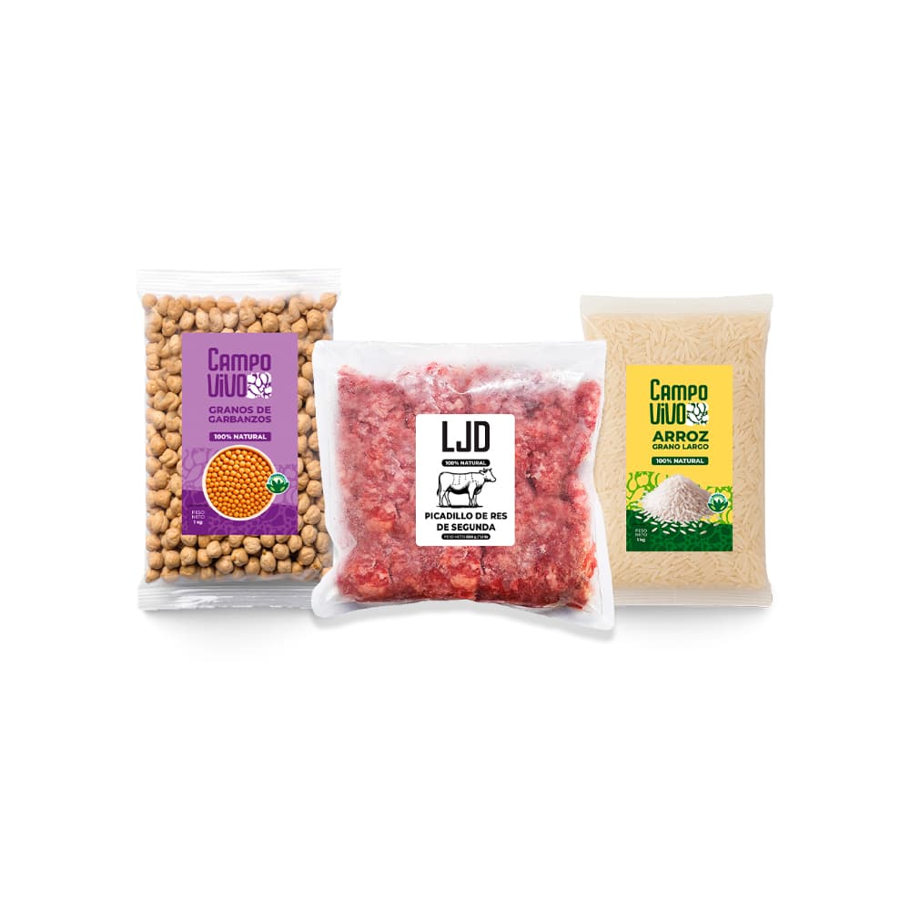 Combo Campo Vivo: Arroz de grano largo + Picadillo de res de segunda LJD + Garbanzos - Imagen 1
