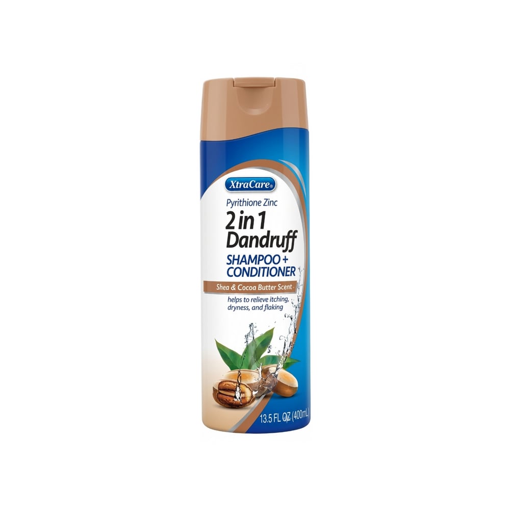 Champú + Acondicionador Anticaspa con Piritiona de Zinc aroma a manteca de karité y manteca de cacao 2 en 1 XtraCare (400 ml) - Imagen 1