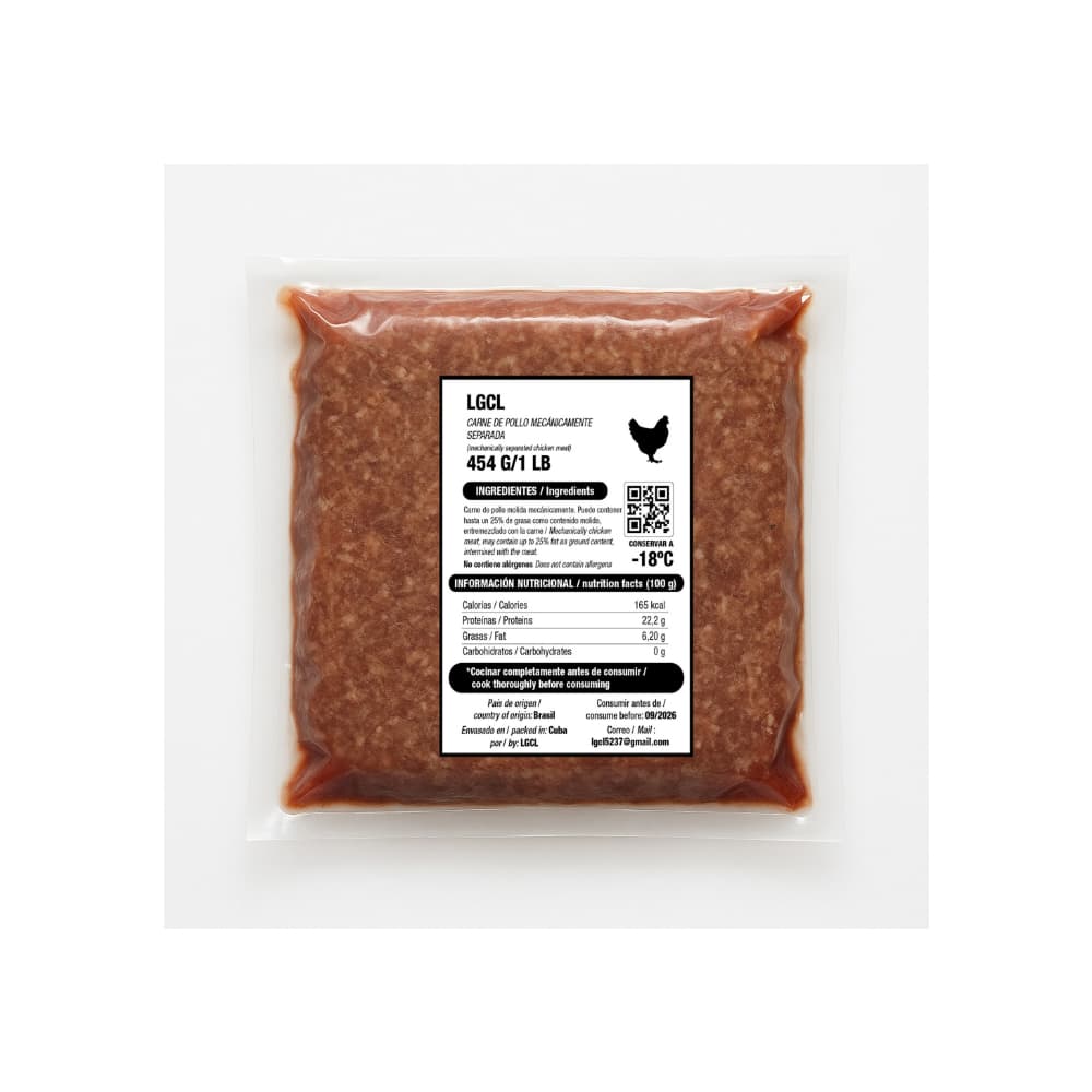 Carne de pollo mecánicamente separada LGCL (454 g / 1 lb) - Imagen 1
