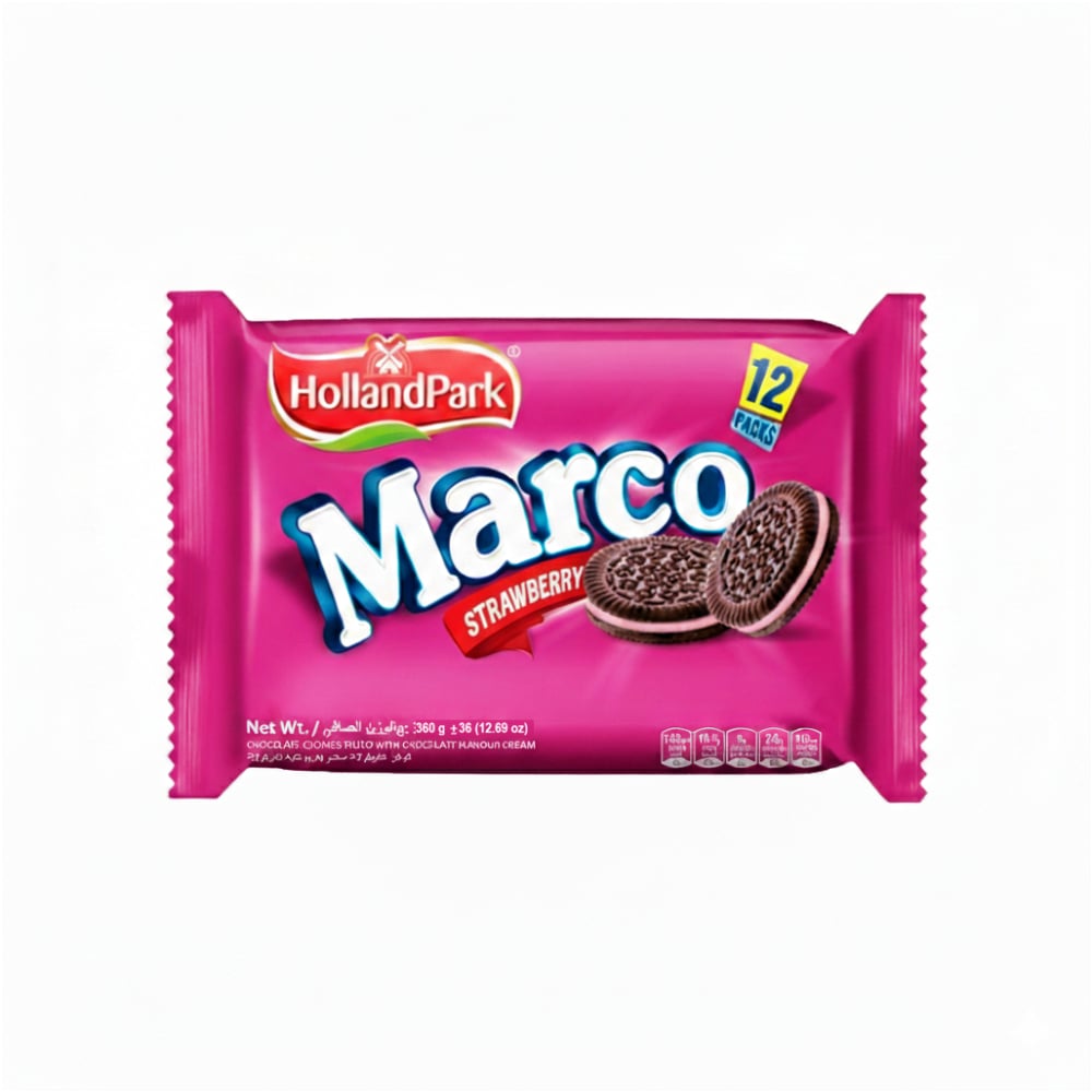 Galletas de chocolate con relleno sabor fresa Marco HollandPark (360 g / 12.69 oz) - Imagen 1