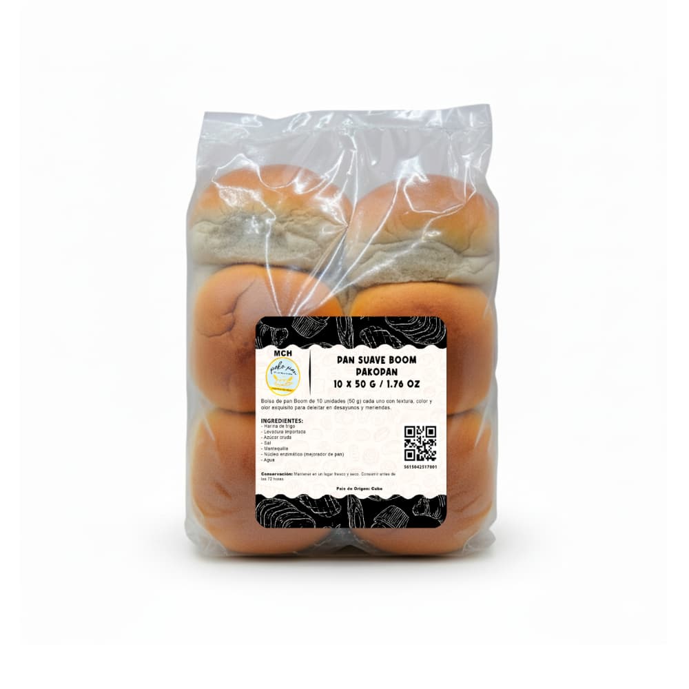 Pan suave Boom PakoPan MCH Panadería (10 x 50 g / 1.76 oz) - Imagen 1