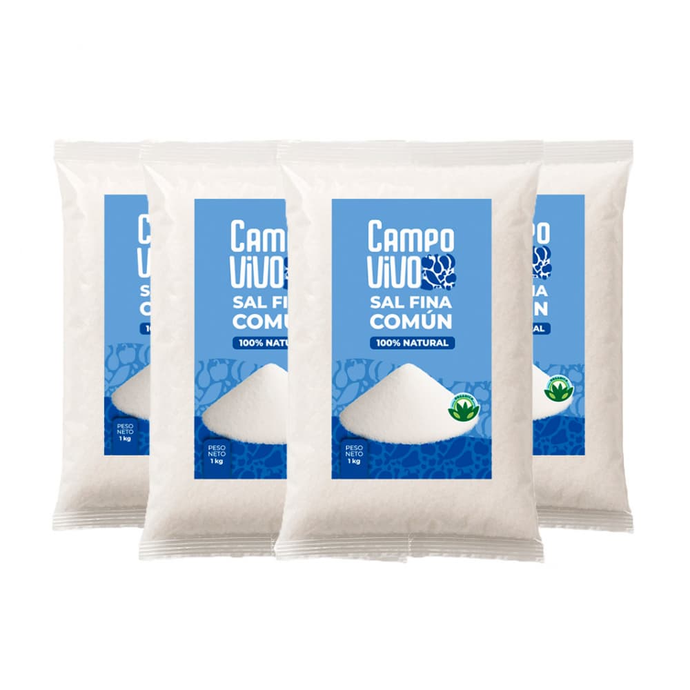 Sal fina común Campo Vivo (4 x 1 kg / 2.2 lb) - Imagen 1