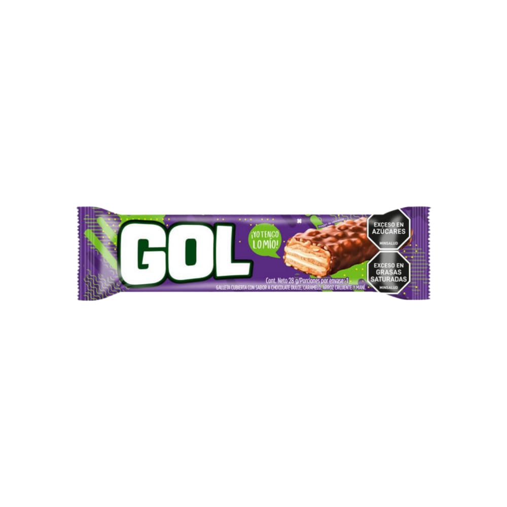 Galleta cubierta con sabor a chocolate dulce con caramelo, arroz crujiente y maní Gol (28 g / 0.98 oz) - Imagen 1