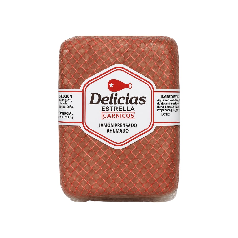 Jamón prensado ahumado Delicias Estrella (1 kg / 2.2 lb) - Imagen 1