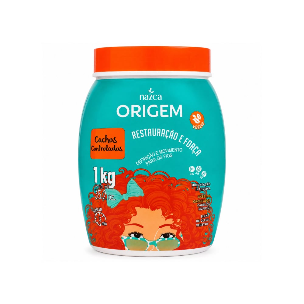 Crema acondicionante de hidratación para rizos/cachos controlados – restauración y fuerza Nazca Origem (1 kg / 2.2 lb) - Imagen 1