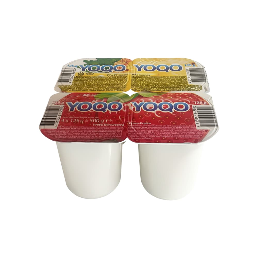 Yogurt sabor fresa y piña Yoqo (4 x 125 g / 4.41 oz) - Imagen 1