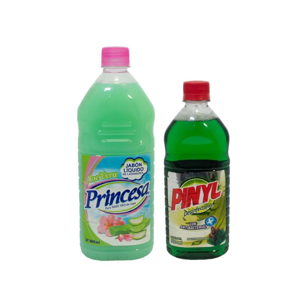 Desinfectante con antibacterial Pinyl (500 ml) + Jabón liquido aloe vera Princesa (800 ml) - Imagen 1