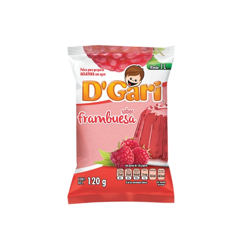 Gelatina de sabor frambuesa D'Gari (120 g / 4.23 oz) - Imagen 1