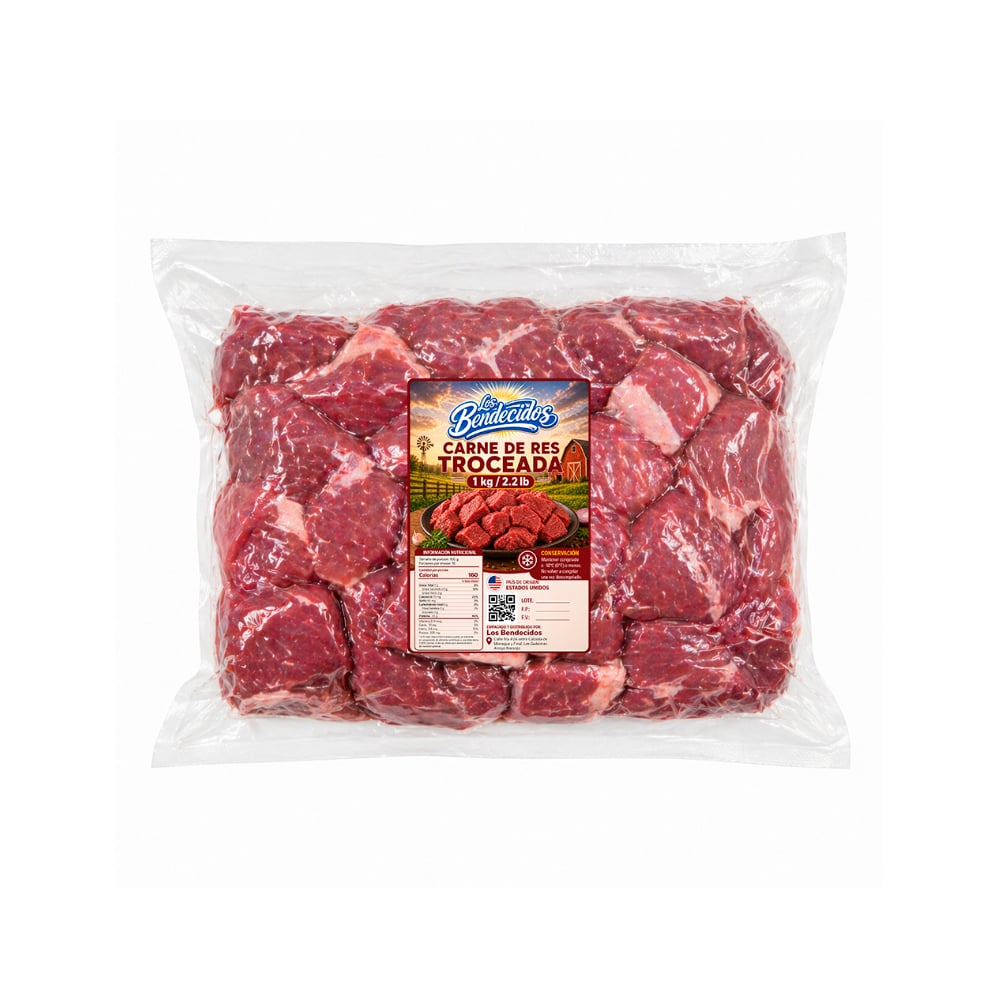 Carne de res troceada Los Bendecidos (1 kg / 2.2 lb) - Imagen 1
