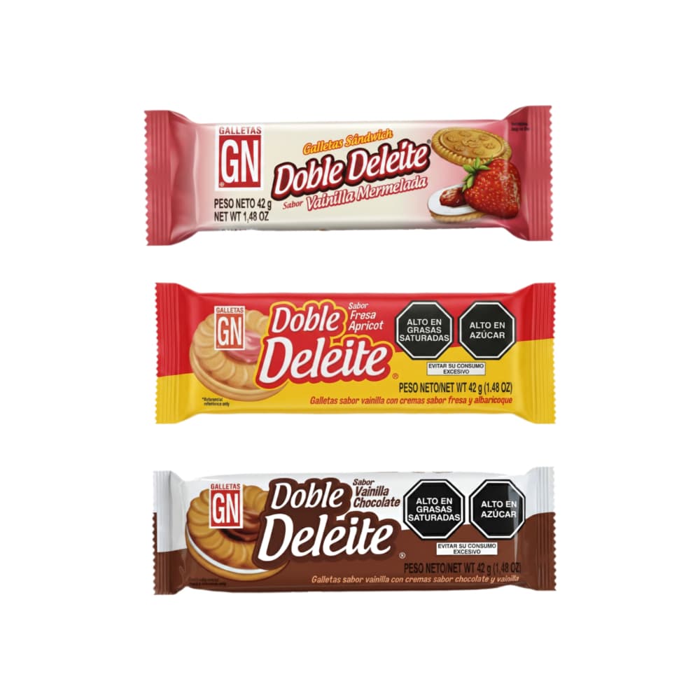 Galletas Doble Deleite GN sabores chocolate, fresa y vainilla-mermelada - Imagen 1