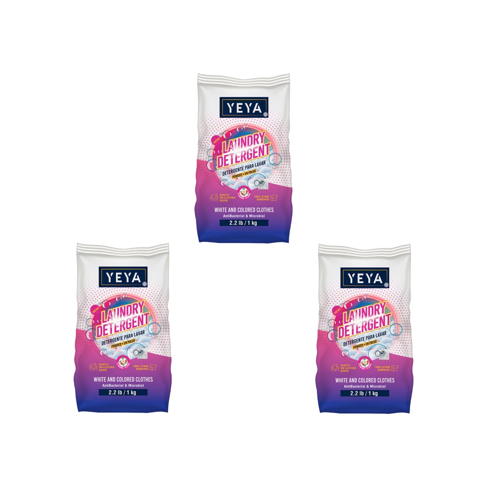 Detergente en polvo con aroma a flores YEYA (3 x 1 kg / 2.2 lb) - Imagen 1