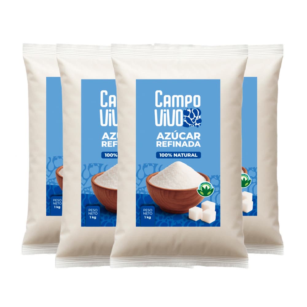 Azúcar blanca refinada Campo Vivo (4 x 1 kg / 2.2 lb) - Imagen 1