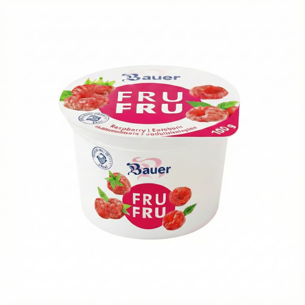 Yogur sabor frambuesa Bauer Fru Fru (100g / 3.53oz) - Imagen 1