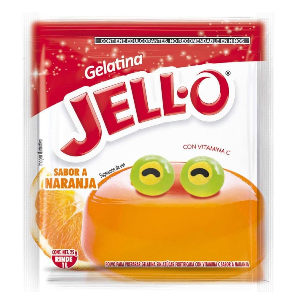 Gelatina sin azúcar fortificada con vitamina C sabor naranja Jell-O (25 g) - Imagen 1