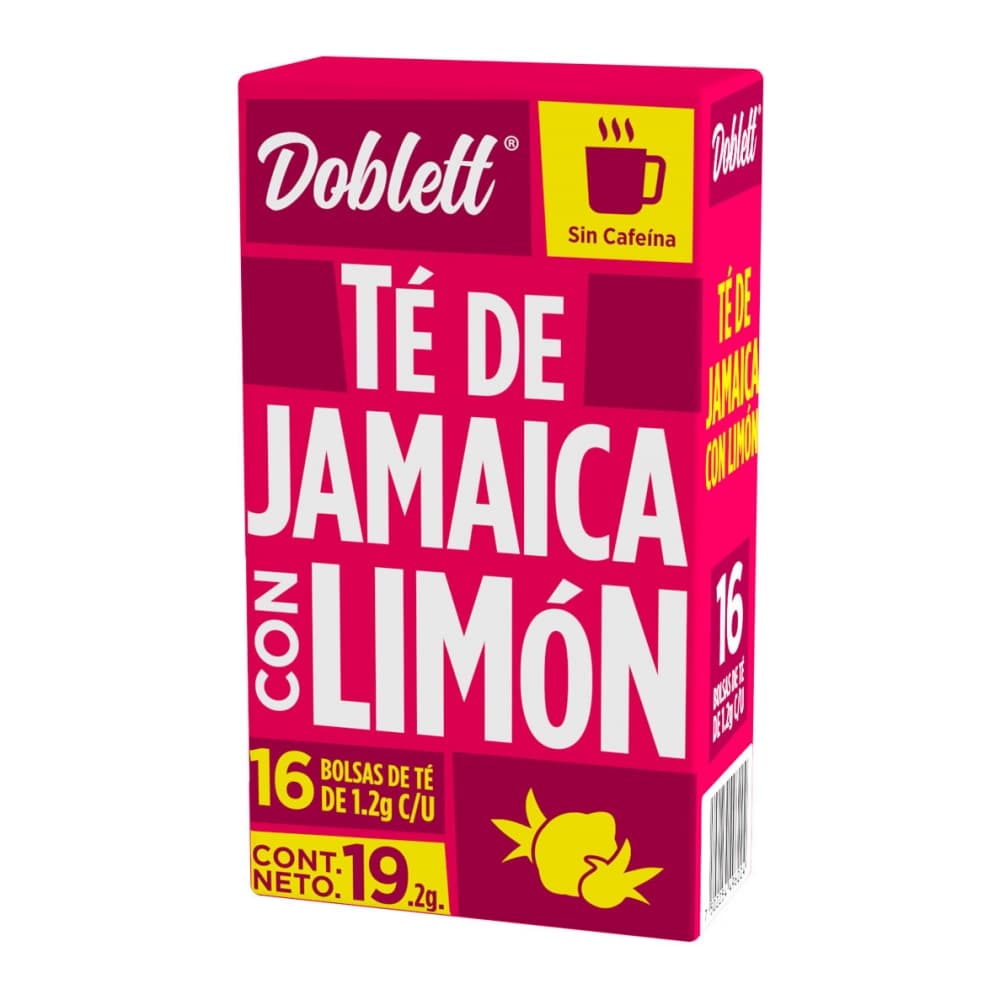 Té de jamaica con limón sin cafeína Doblett (19.2 g) - Imagen 1