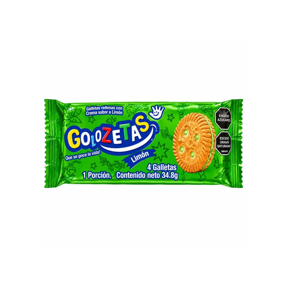 Galletas rellenas con crema sabor a limón Golozetas (34.8 g / 1.22 oz) - Imagen 1