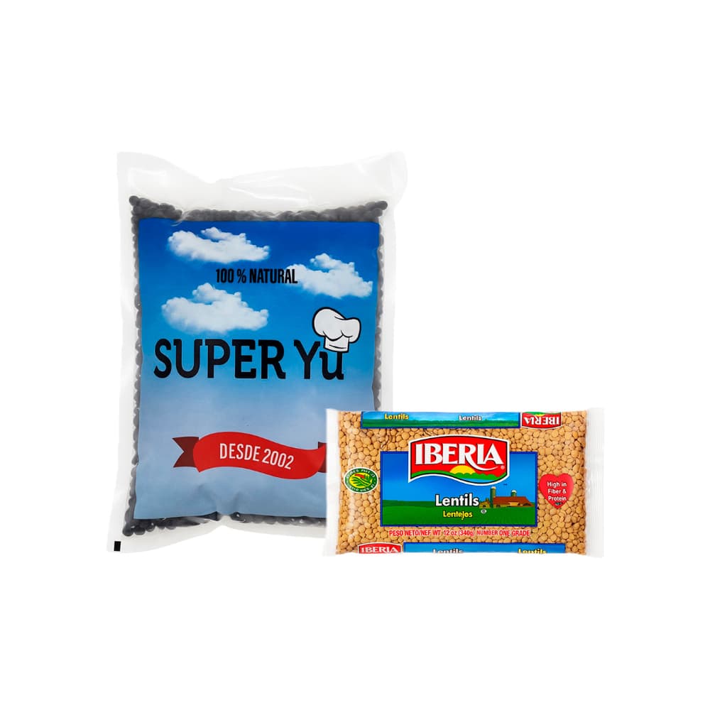 Combo de Frijoles negros Super Yu (1 kg / 2.2 lb) + Lentejas Iberia (340 g / 12 oz) - Imagen 1