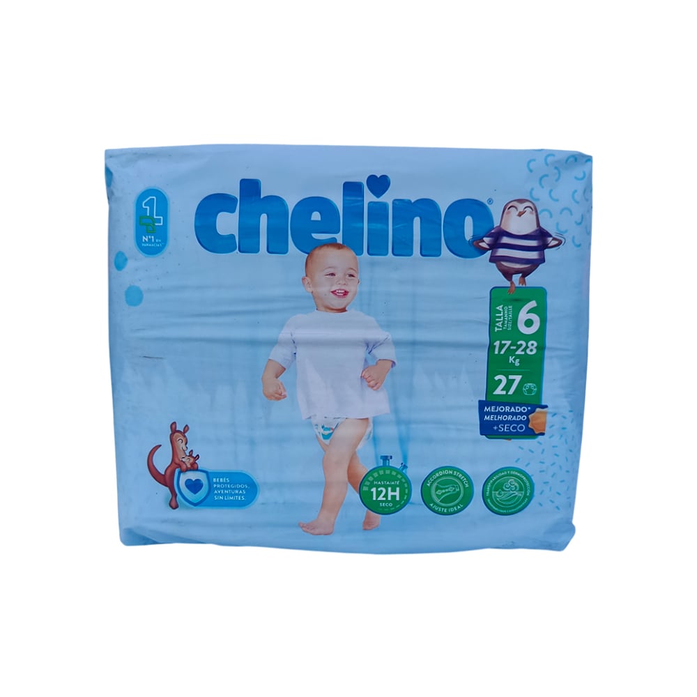 Pañales desechables para bebé Talla 6 de 17-28 kg Chelino (27 U) - Imagen 1