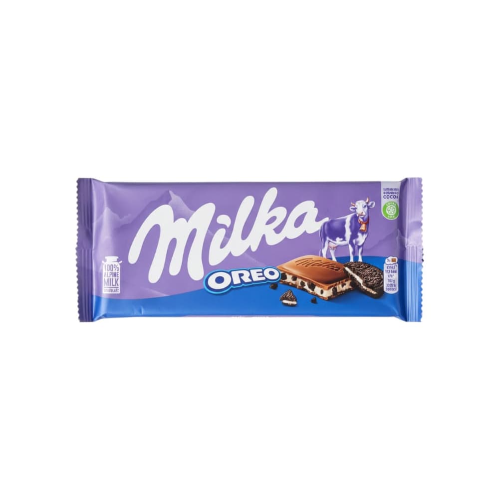 Tableta de chocolate con leche con galletas y relleno cremoso Milka Oreo (100 g / 3.52 oz) - Imagen 1