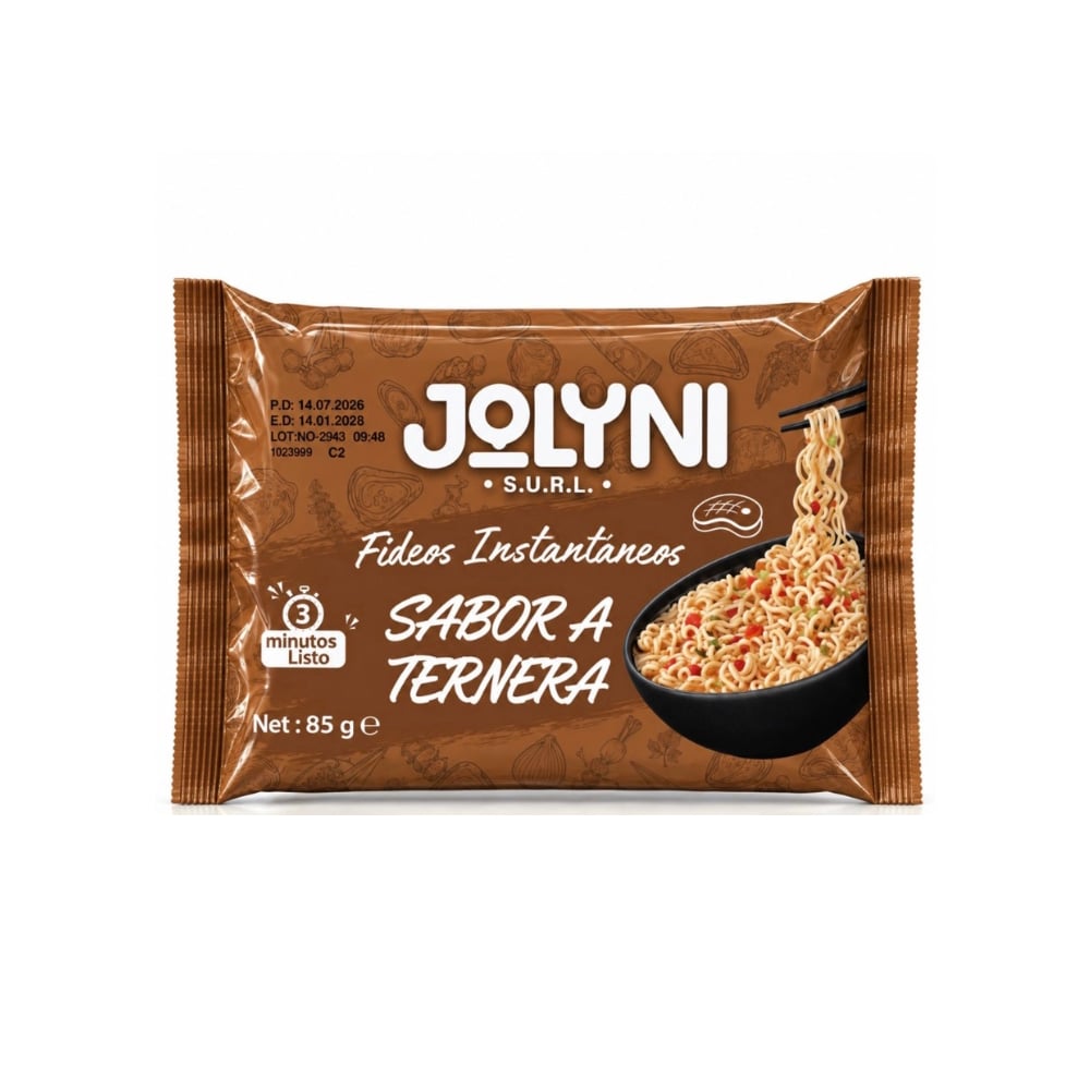 Sopa de fideos instantáneos sabor ternera Jolyni (85 g / 3 oz) - Imagen 1